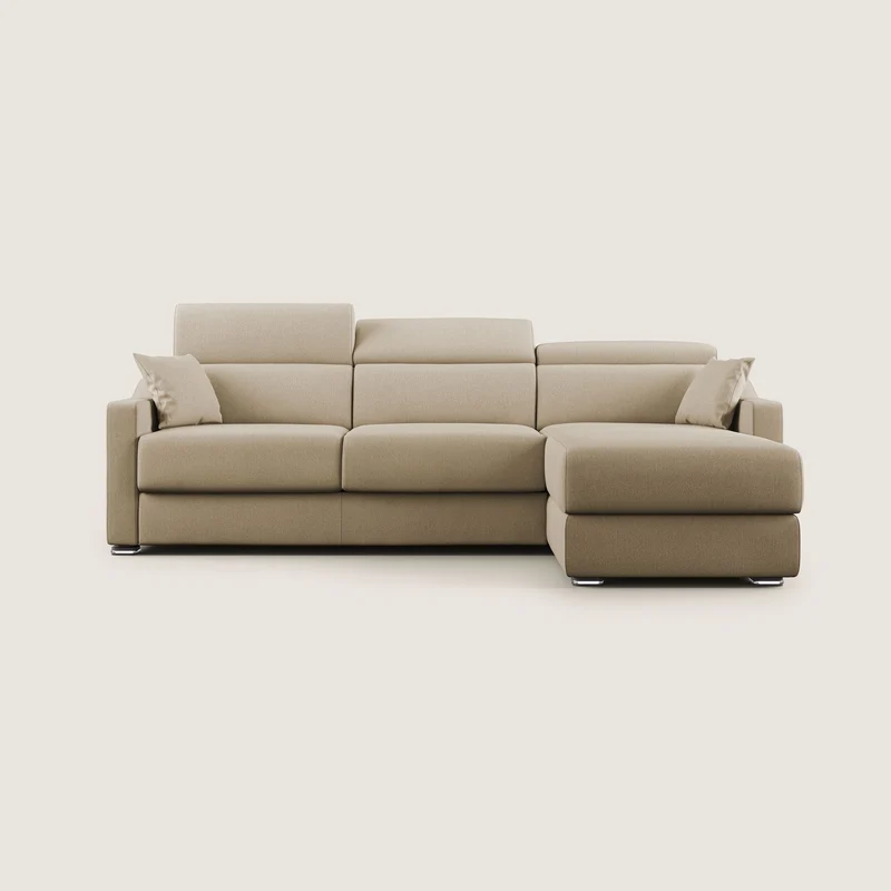 Divan-lit d’angle Amber en tissu détachable T05 beige