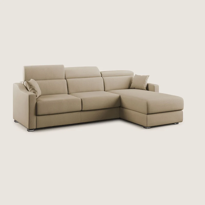 Divan-lit d’angle Amber en tissu détachable T05 beige