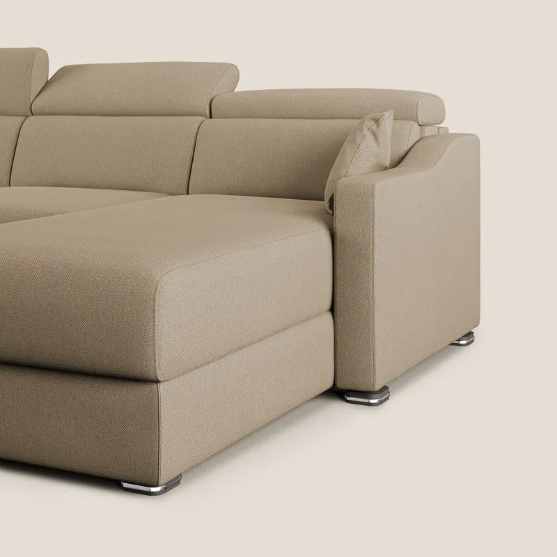 Divan-lit d’angle Amber en tissu détachable T05 beige
