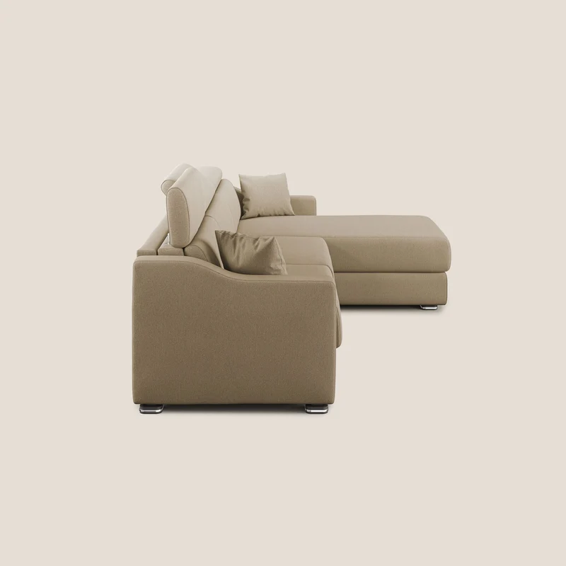Divan-lit d’angle Amber en tissu détachable T05 beige