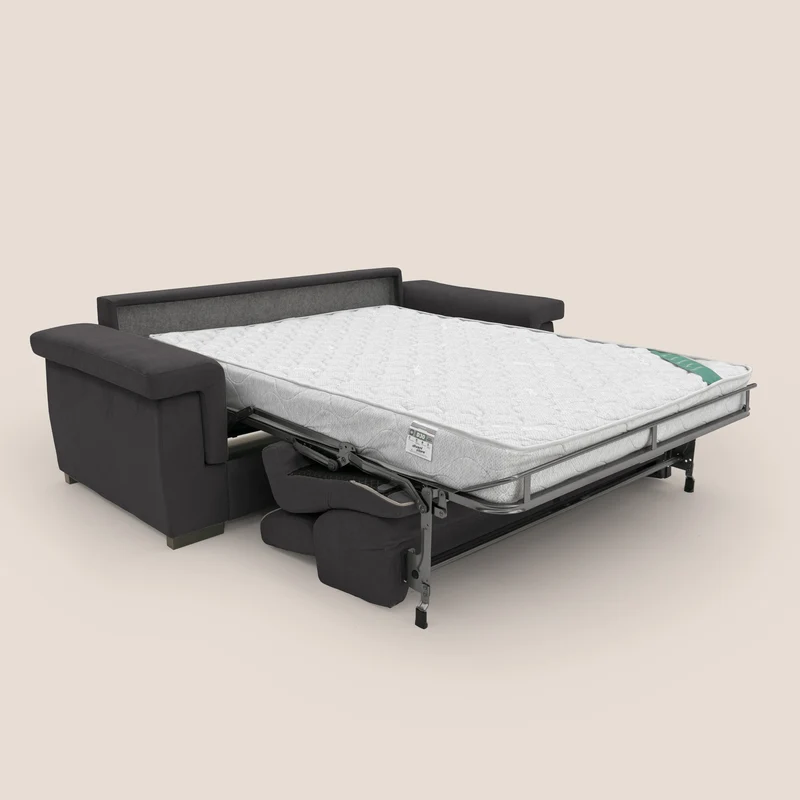Bjorn Canapé convertible avec matelas H 18cm et têtières réglables en tissu imperméable T02 noir