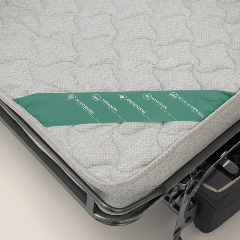 Bjorn Canapé convertible avec matelas H 18cm et têtières réglables en tissu imperméable T02 noir