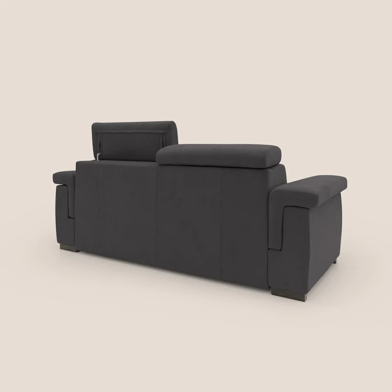Bjorn Canapé convertible avec matelas H 18cm et têtières réglables en tissu imperméable T02 noir
