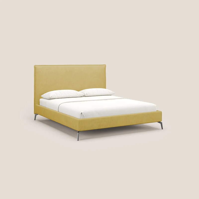 Iris lit rembourré déhoussable avec pieds noirs en tissu imperméable T02 jaune