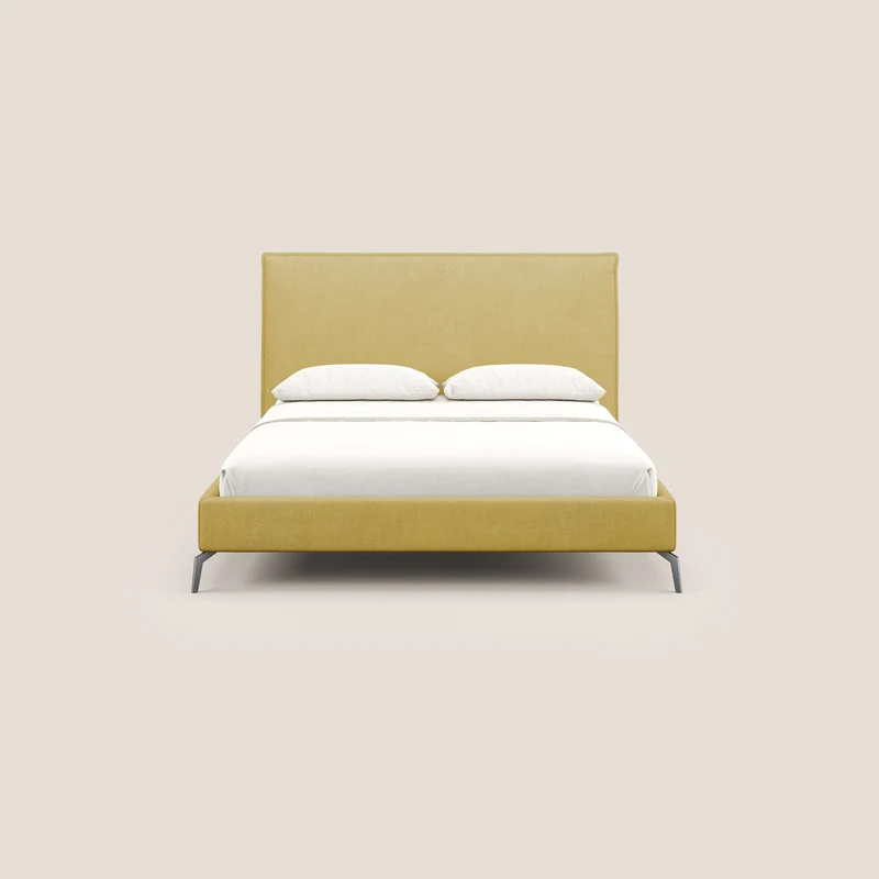 Iris lit rembourré déhoussable avec pieds noirs en tissu imperméable T02 jaune