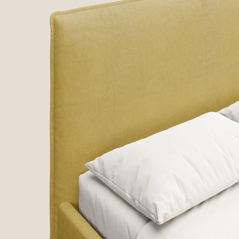 Iris lit rembourré déhoussable avec pieds noirs en tissu imperméable T02 jaune