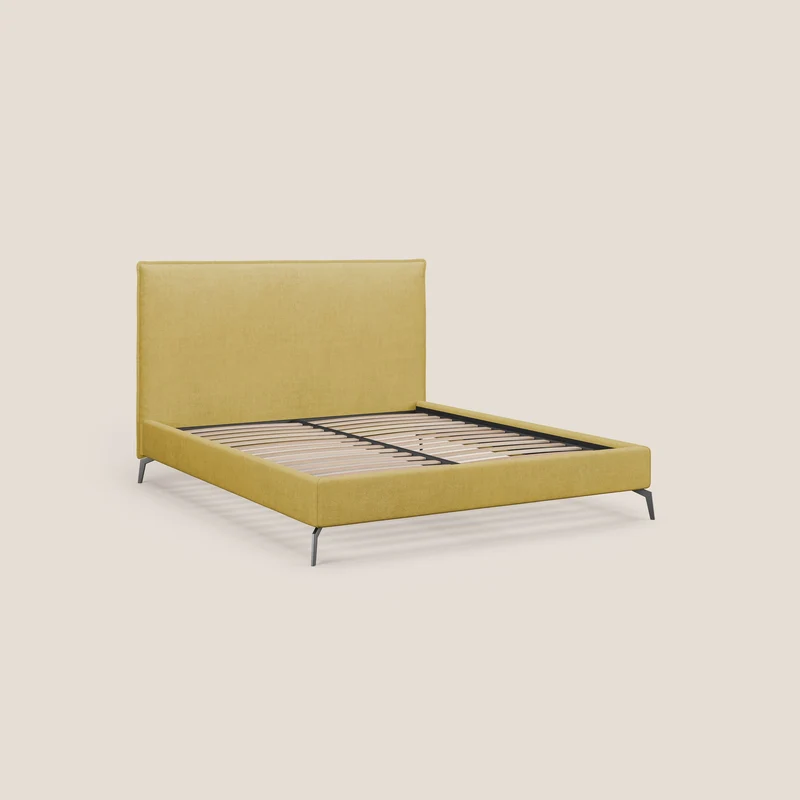 Iris lit rembourré déhoussable avec pieds noirs en tissu imperméable T02 jaune