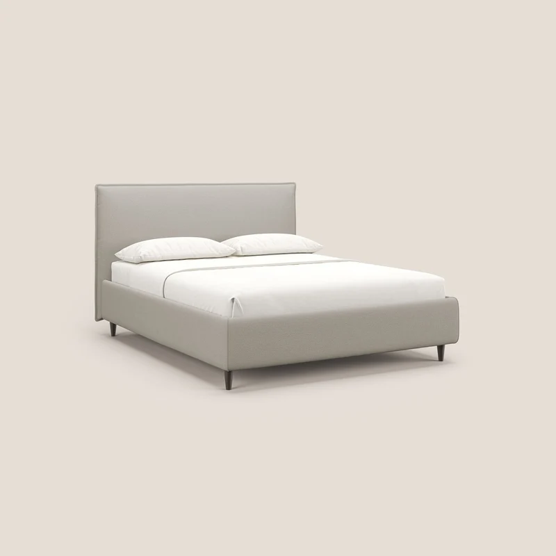 Hunter lit rembourré avec coffre déhoussable en tissu imperméable flammé T19 crème