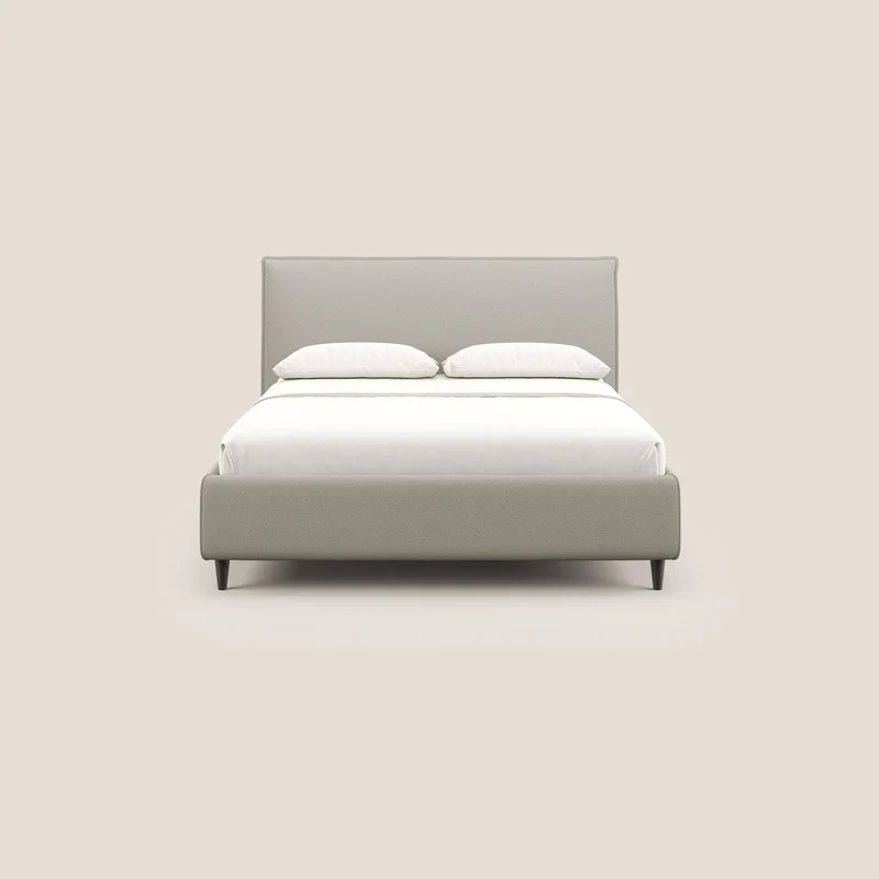 Hunter lit rembourré avec coffre déhoussable en tissu imperméable flammé T19 crème