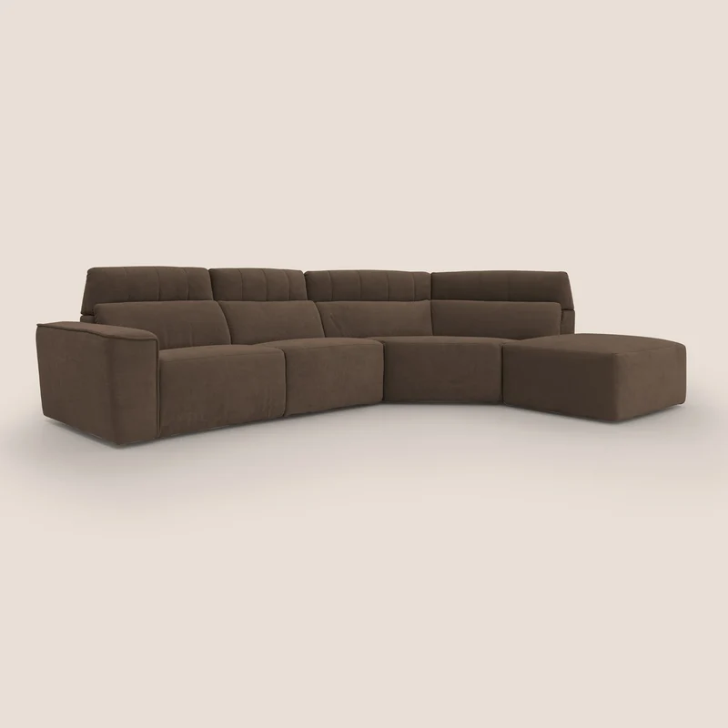 Clark Canapé d'angle avec option relax électrique en tissu imperméable et détachable T17 marron