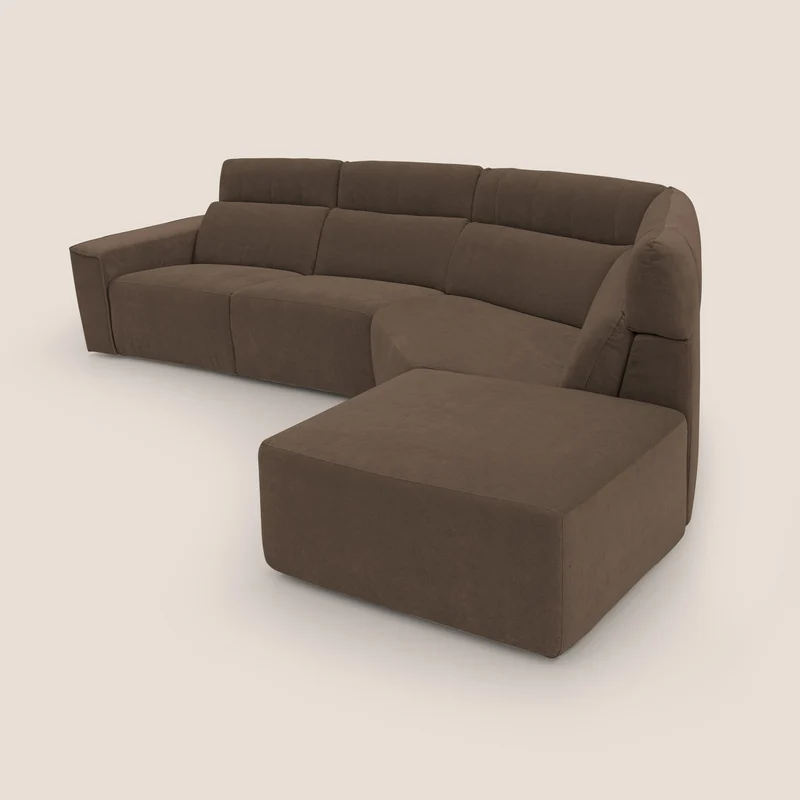 Clark Canapé d'angle avec option relax électrique en tissu imperméable et détachable T17 marron