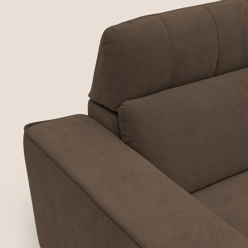 Clark Canapé d'angle avec option relax électrique en tissu imperméable et détachable T17 marron