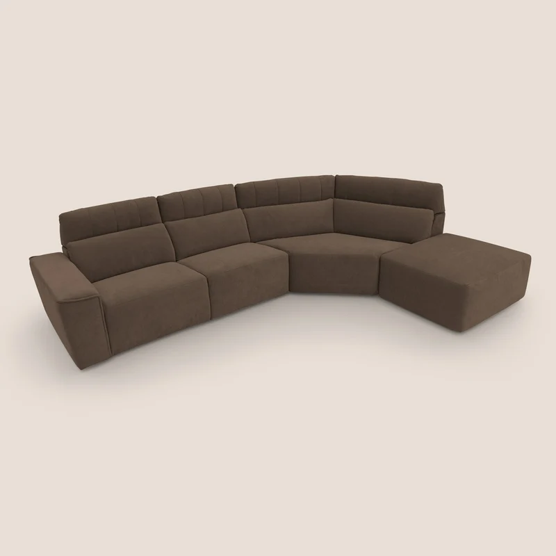 Clark Canapé d'angle avec option relax électrique en tissu imperméable et détachable T17 marron
