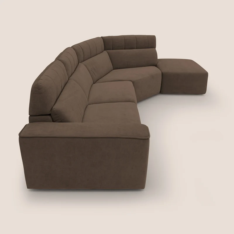 Clark Canapé d'angle avec option relax électrique en tissu imperméable et détachable T17 marron