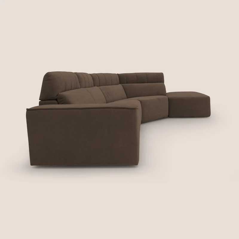 Clark Canapé d'angle avec option relax électrique en tissu imperméable et détachable T17 marron