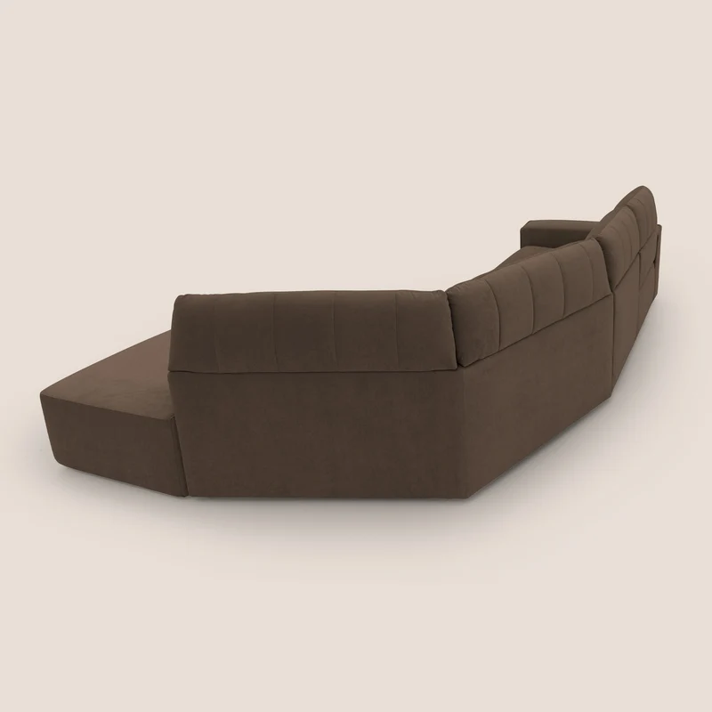 Clark Canapé d'angle avec option relax électrique en tissu imperméable et détachable T17 marron
