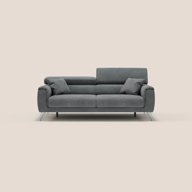 Caravaggio Canapé avec assises extensibles et têtières réglables en tissu imperméable T02 gris