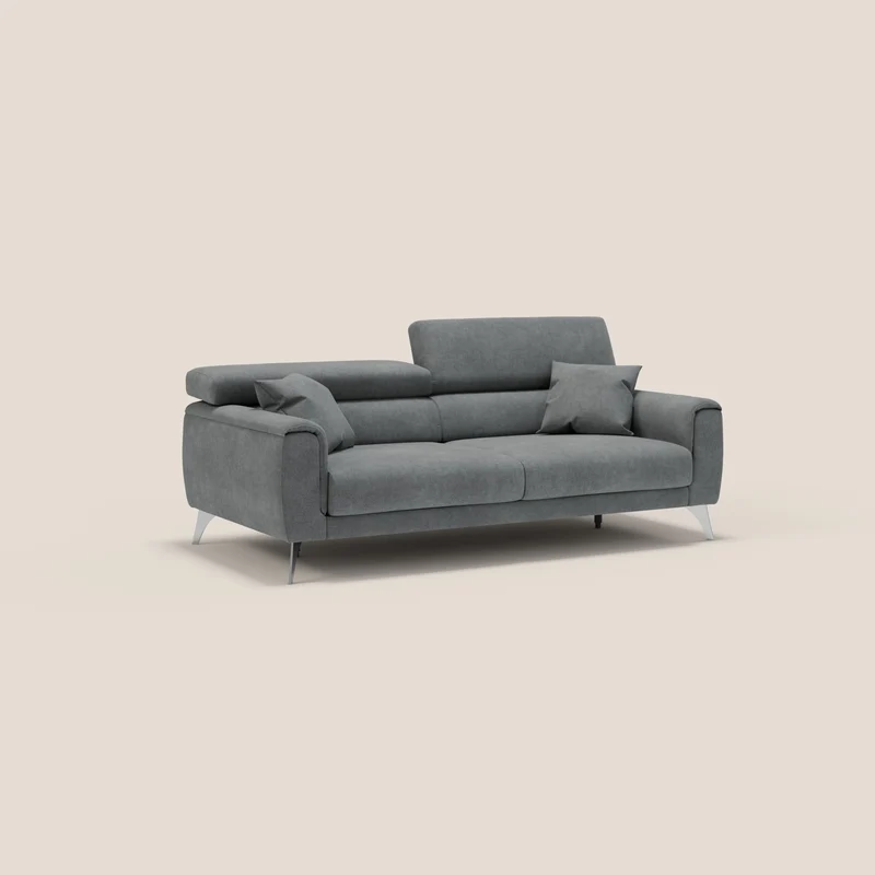 Caravaggio Canapé avec assises extensibles et têtières réglables en tissu imperméable T02 gris