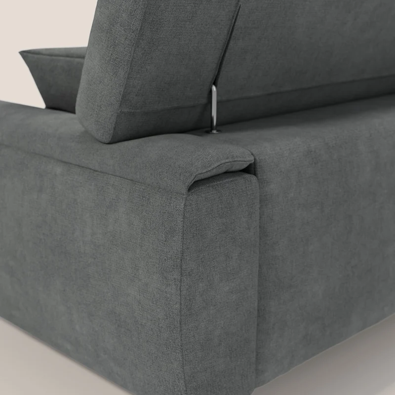 Caravaggio Canapé avec assises extensibles et têtières réglables en tissu imperméable T02 gris