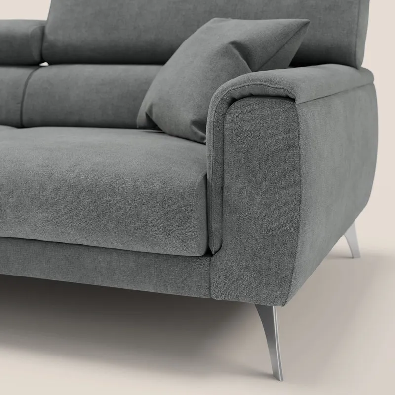 Caravaggio Canapé avec assises extensibles et têtières réglables en tissu imperméable T02 gris