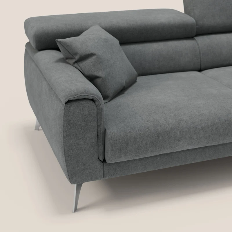 Caravaggio Canapé avec assises extensibles et têtières réglables en tissu imperméable T02 gris