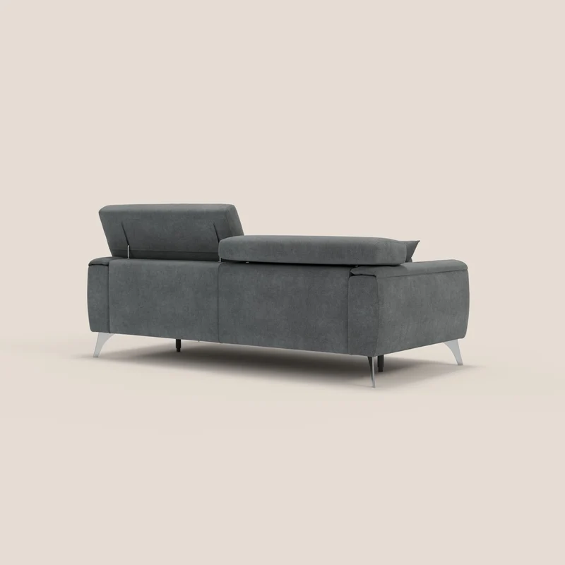 Caravaggio Canapé avec assises extensibles et têtières réglables en tissu imperméable T02 gris