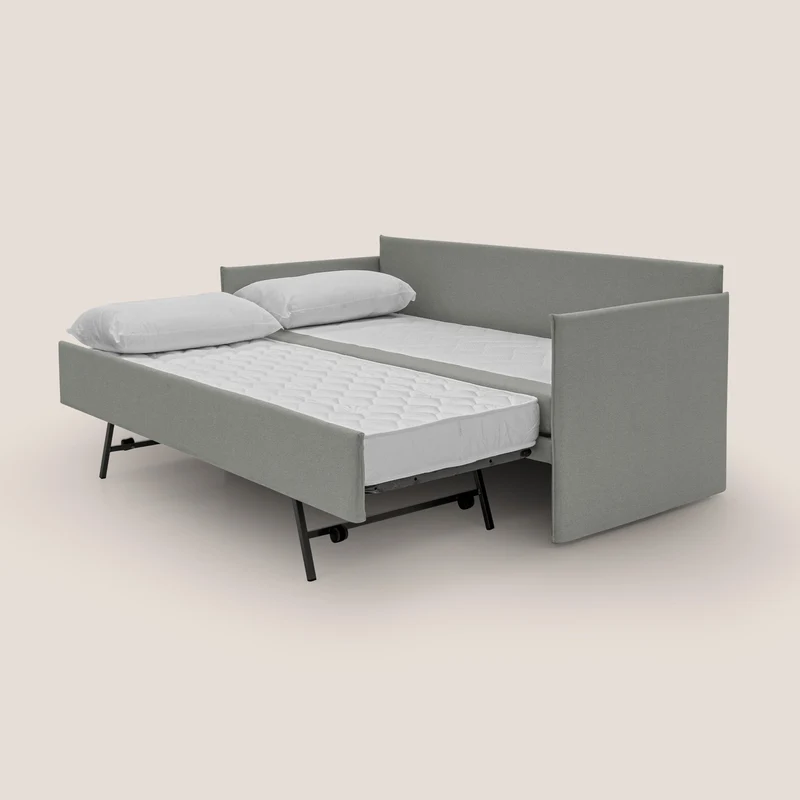 Brenta Canapé duplex avec lits jumeaux et tissu effet coton imperméable T13 gris