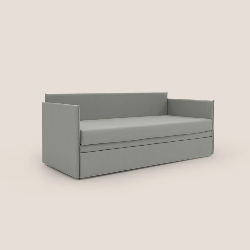 Brenta Canapé duplex avec lits jumeaux et tissu effet coton imperméable T13 gris