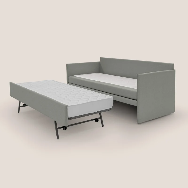 Brenta Canapé duplex avec lits jumeaux et tissu effet coton imperméable T13 gris