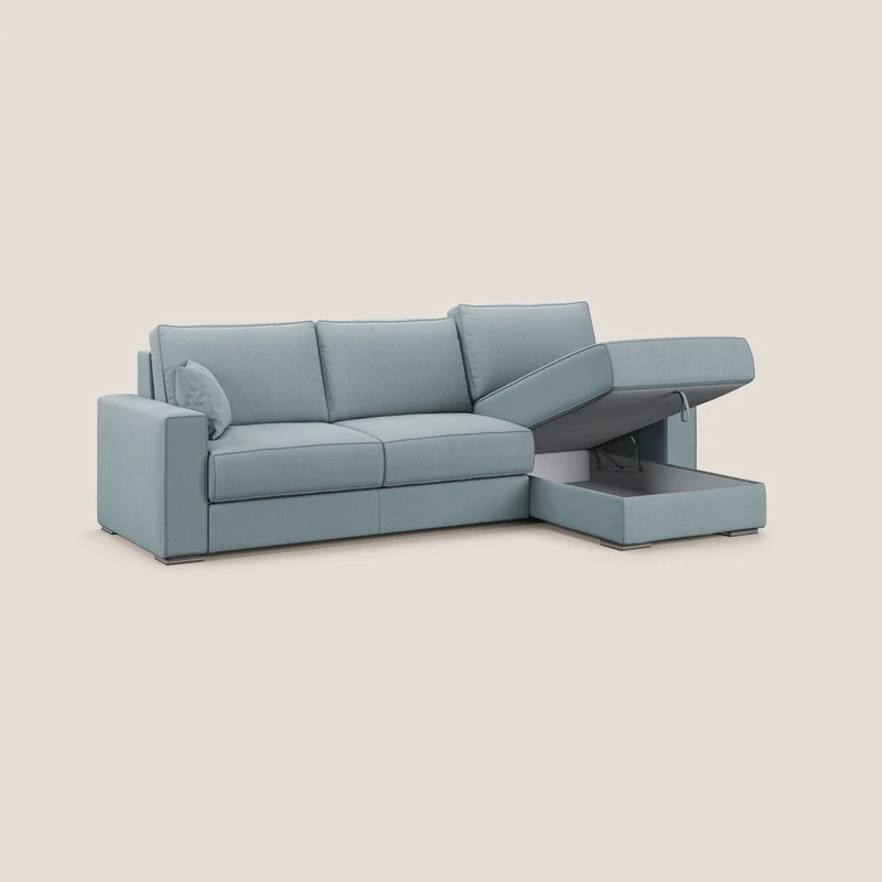 Dream Canapé convertible d'angle en tissu détachable T05 sucre glace