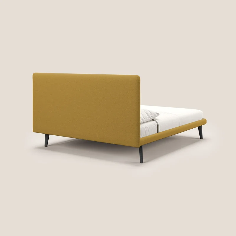 Noel lit minimaliste scandinave avec pieds foncés et tissu flammé imperméable T19 jaune