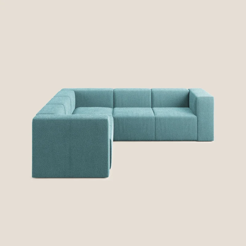 Nettuno canapé d'angle reversible modulable en bouclette douce T07 bleu clair