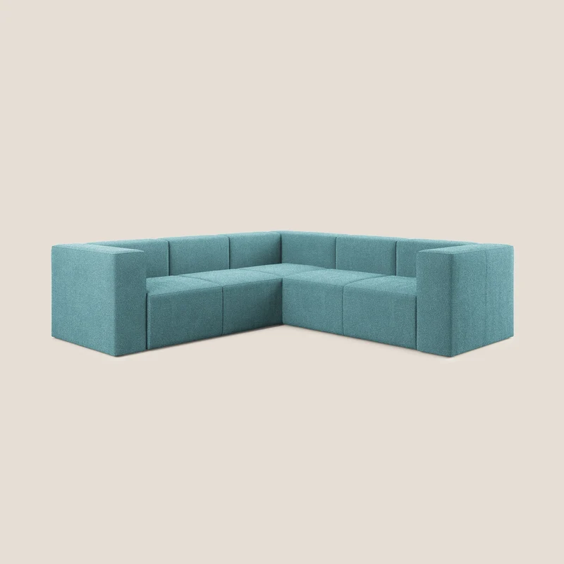 Nettuno canapé d'angle reversible modulable en bouclette douce T07 bleu clair