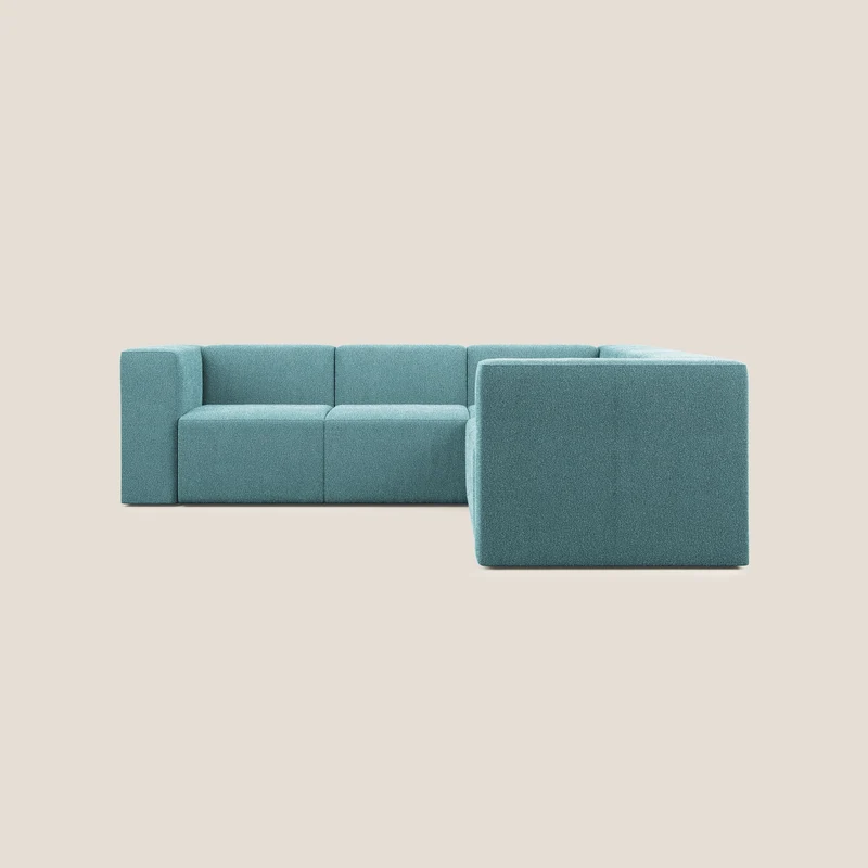 Nettuno canapé d'angle reversible modulable en bouclette douce T07 bleu clair