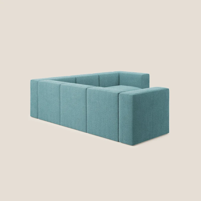 Nettuno canapé d'angle reversible modulable en bouclette douce T07 bleu clair