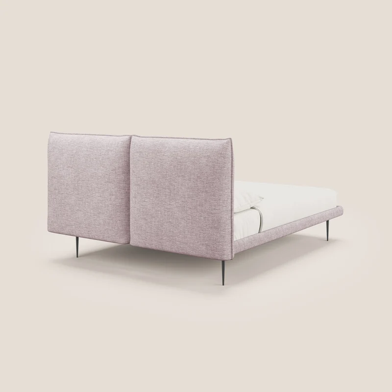 Jolie lit à double panneau et pieds hauts en métal en tissu détachable T18 rose