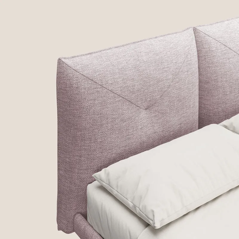 Jolie lit à double panneau et pieds hauts en métal en tissu détachable T18 rose