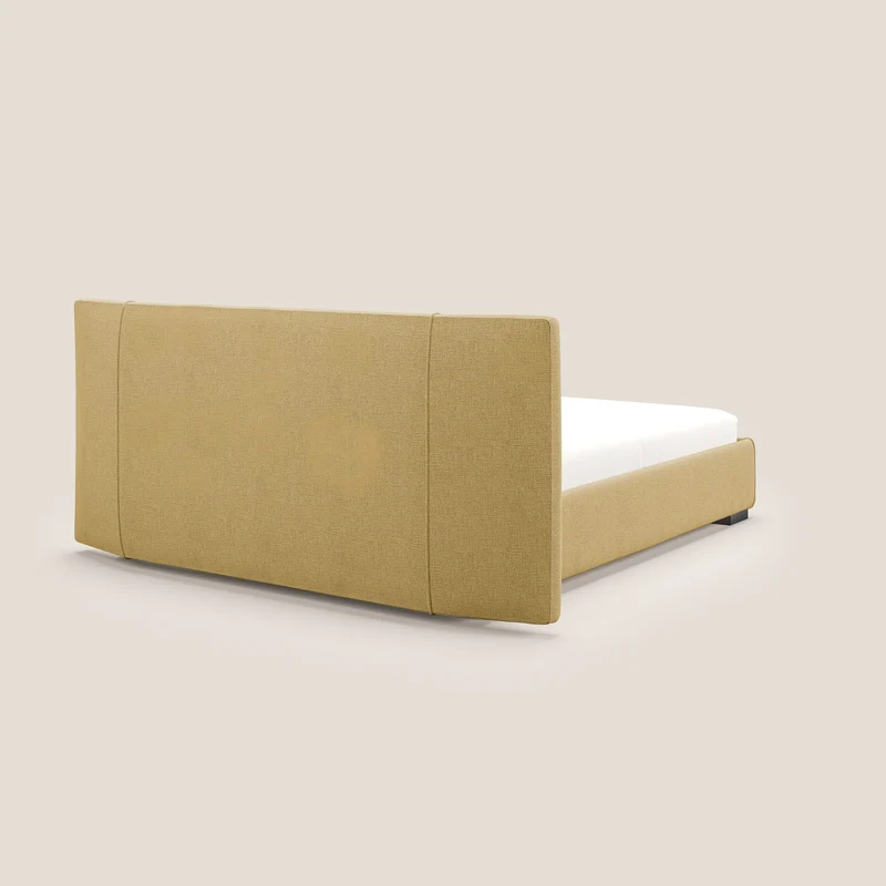 Omero lit avec coffre rembourré déhoussable en tissu flammé imperméable T14 jaune