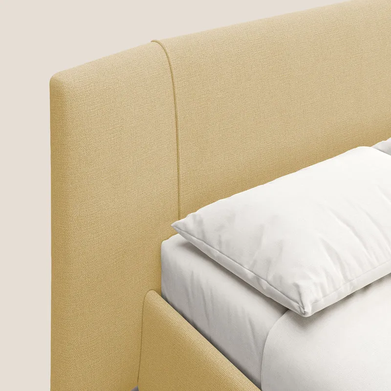 Omero lit avec coffre rembourré déhoussable en tissu flammé imperméable T14 jaune