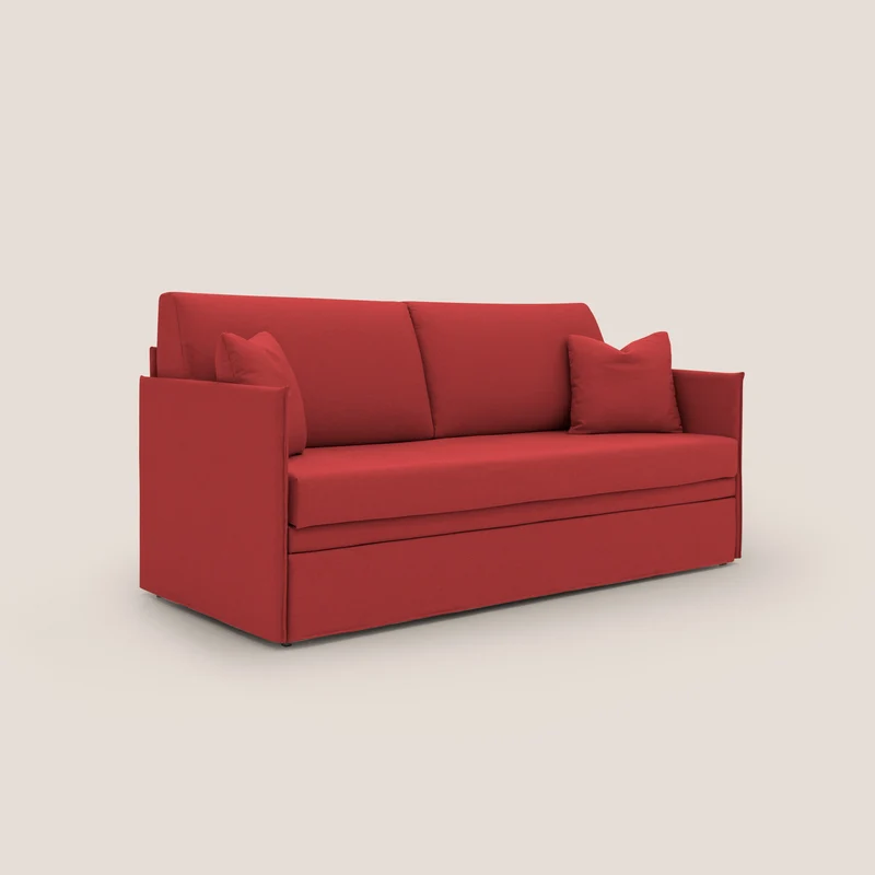 Tortona Canapé duplex avec lits jumeaux et tissu effet coton imperméable T13 rouge
