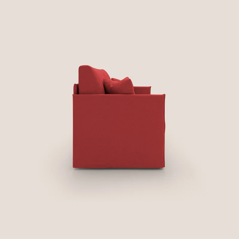 Tortona Canapé duplex avec lits jumeaux et tissu effet coton imperméable T13 rouge