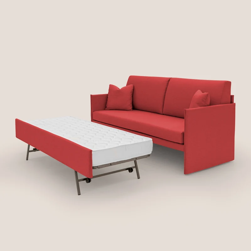 Tortona Canapé duplex avec lits jumeaux et tissu effet coton imperméable T13 rouge