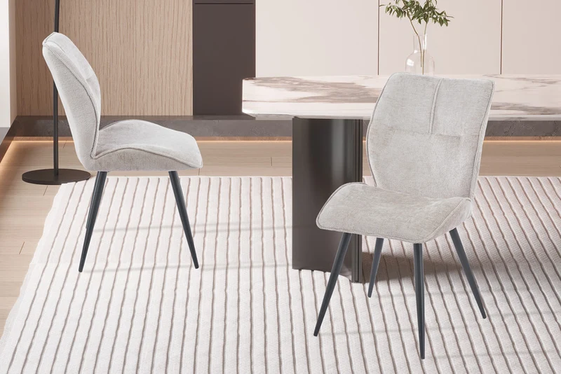 Chaise Faye Tissu Marbella 2 coloris : Beige, Écru