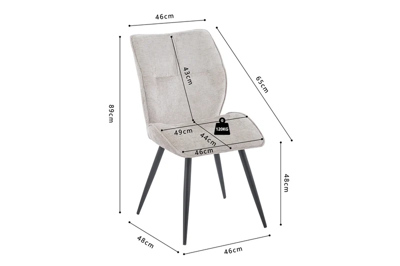 Chaise Faye Tissu Marbella 2 coloris : Beige, Écru