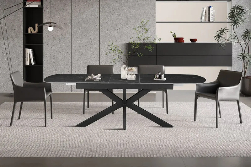 Table extensible Hestia 180-220cm Ovale Danoise Pierre Noir