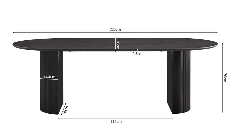 Table à manger Lagos 220 cm Ovale Décor Brun foncé