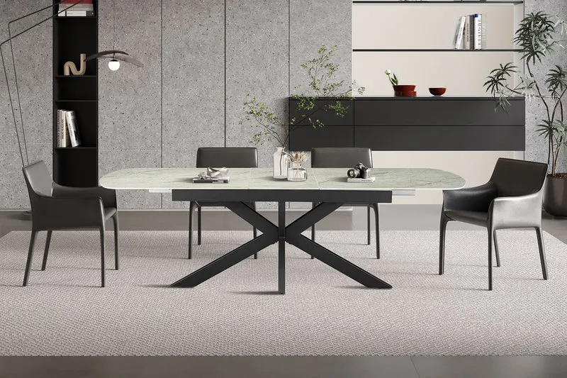 Table extensible Hestia 180-220cm Ovale Danoise Pierre beige