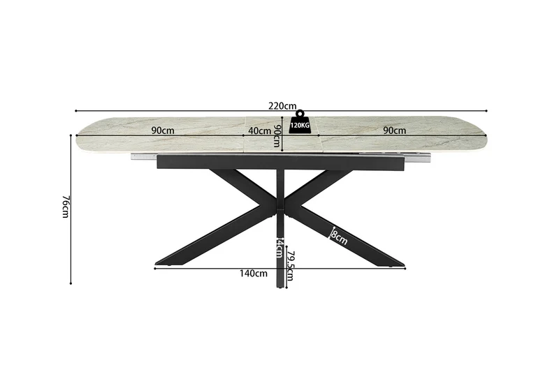 Table extensible Hestia 180-220cm Ovale Danoise Pierre beige