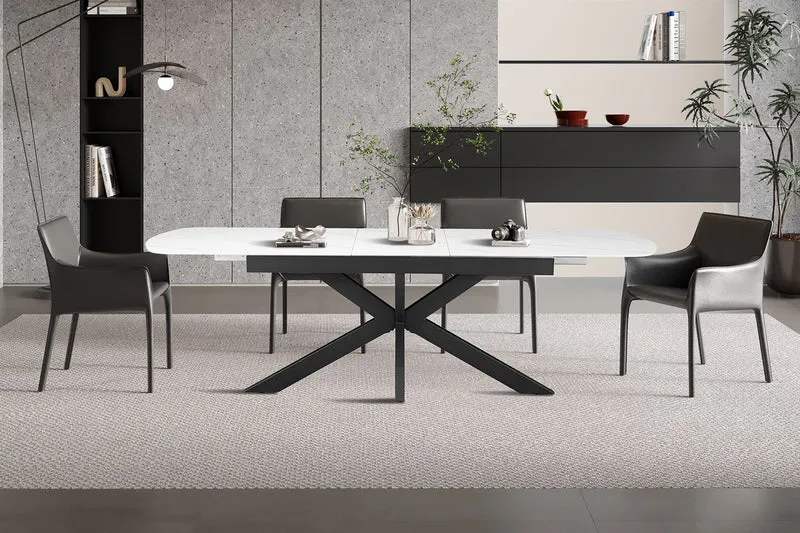 Table extensible Hestia 180-220cm Ovale Danoise Pierre Blanc