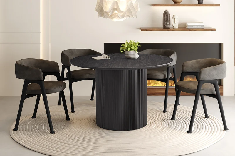 Table Lagos 120 cm Ronde Décor Brun foncé